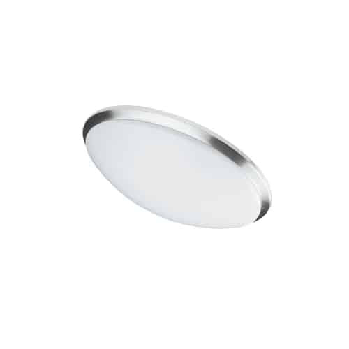 Plafonnier affleuré Cfled de Dainolite de 11 po de diamètre, avec abat-jour blanc et bordure chromée satinée