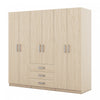 Armoire Peter En Bois De 70,9\" Avec 6 Portes, Tiroirs Et Espace De Rangement Suspendu, Marron