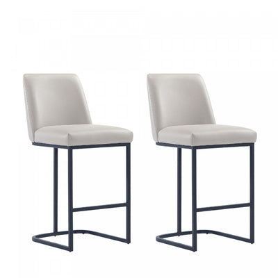 Serena Modern Metal Upholstered Counter Stool in Light Gray - Set of 2 Bar Stool | Tabouret de comptoir moderne en metal et tissu Serena, gris clair - Lot de 2