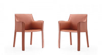 Chaise de salle a manger moderne en cuir vegetalien Vogue en argile - Lot de 2