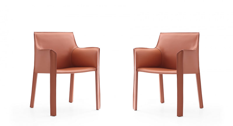 Chaise de salle a manger moderne en cuir vegetalien Vogue en argile - Lot de 2