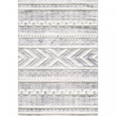 Lola Geo Moroccan Cream Shag Area Rug - 6'7" x 9'6"|Carpette à poil long Lola crème à motif marocain géométrique - 6 pi 7 po x 9 pi 6 po