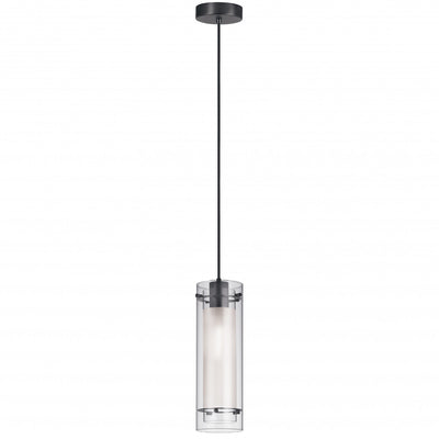 Dainolite Pasha 1 Light Pendant Matte Black Finish Clear/Frosted Glass Lamp|Luminaire suspendu Pasha de Dainolite en verre transparent et givré, avec fini noir mat et 1 ampoule