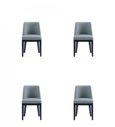 Gansevoort Modern Wood Vegan Leather Dining Chair in Pewter - Set of 4 | Chaise de salle a manger moderne Gansevoort en bois et cuir vegetalien coloris etain - Lot de 4
