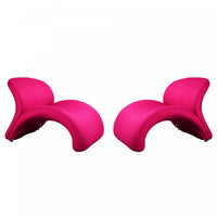  Fauteuil d’appoint moderne en laine melangee Rosebud, fuchsia – Lot de 2