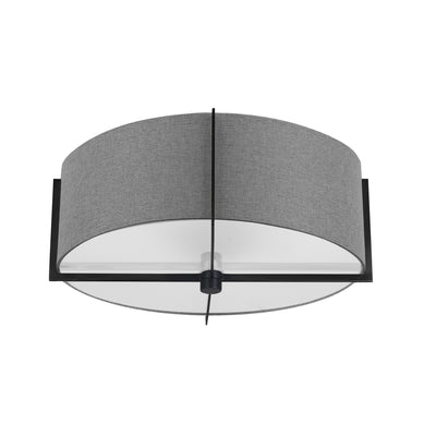 Dainolite Preston 3 Light Semi-flush Mount Matte Black Grey Shade Lamp|Plafonnier semi-affleuré Preston de Dainolite avec abat-jour gris, fini noir mat et 3 ampoules