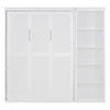 Lit Escamotable Double Jocelyn Gain De Place Avec Etageres, Blanc