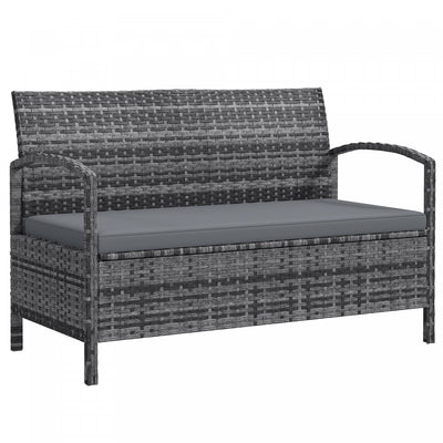 Outsunny Wicker Outdoor Storage Bench, 33 Gallon Patio Bench Deck Box, Grey