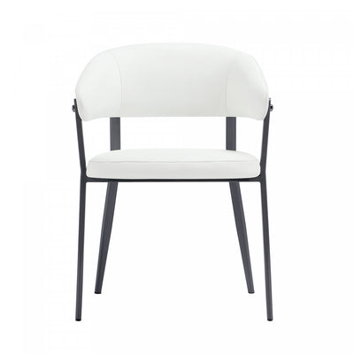 Belle Modern Metal Upholstered Dining Chair in White | Chaise de salle a manger moderne en metal et tissu Belle, coloris blanc