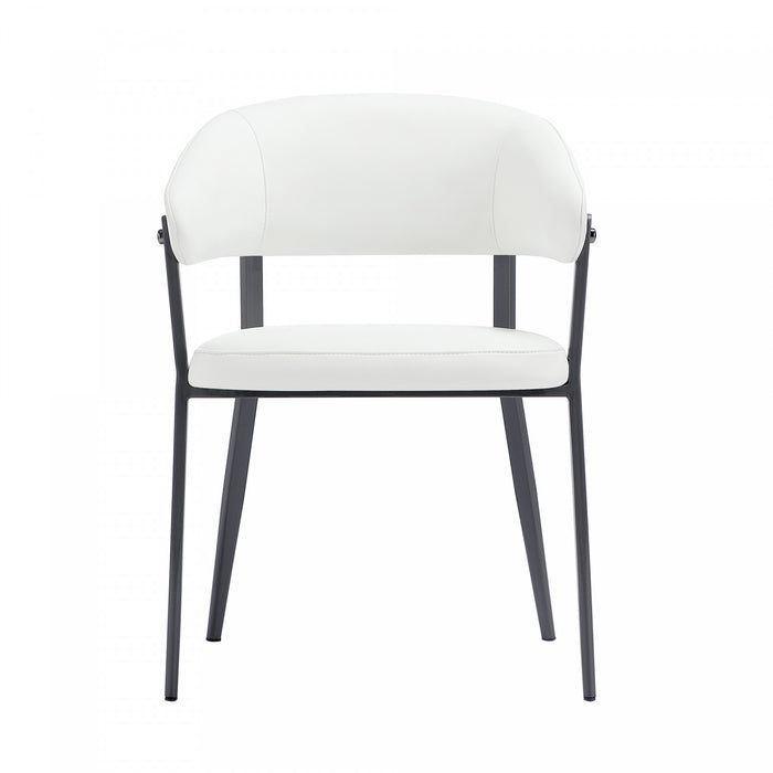 Chaise de salle a manger moderne en metal et tissu Belle, coloris blanc