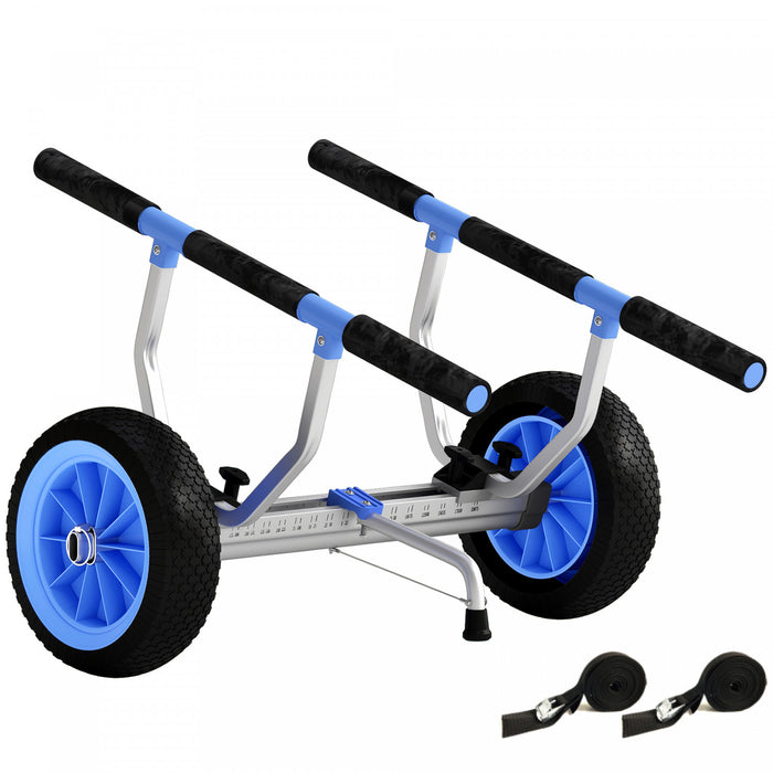 Chariot de Kayak Soozier avec Largeur Reglable et Grandes Roues, Bleu Ciel