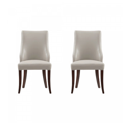 Connie Modern Wood Vegan Leather and Velvet Dining Chair in Light Gray - Set of 2 | Chaise de salle a manger moderne Connie en bois, cuir vegetalien et velours, gris clair - Lot de 2