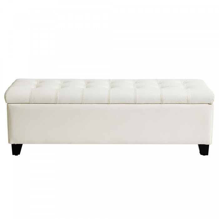 Sophia Banc Ottoman de Rangement de 48\" avec Pieds, Banc de Pied de Lit, Beige