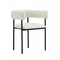 Chaise de salle a manger contemporaine Onda en cuir vegetalien et metal, coloris ivoire