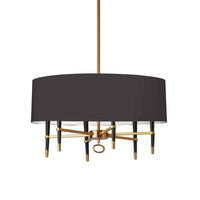 Lustre Langford de Dainolite avec abat-jour noir, fini bronze rétro et 6 ampoules