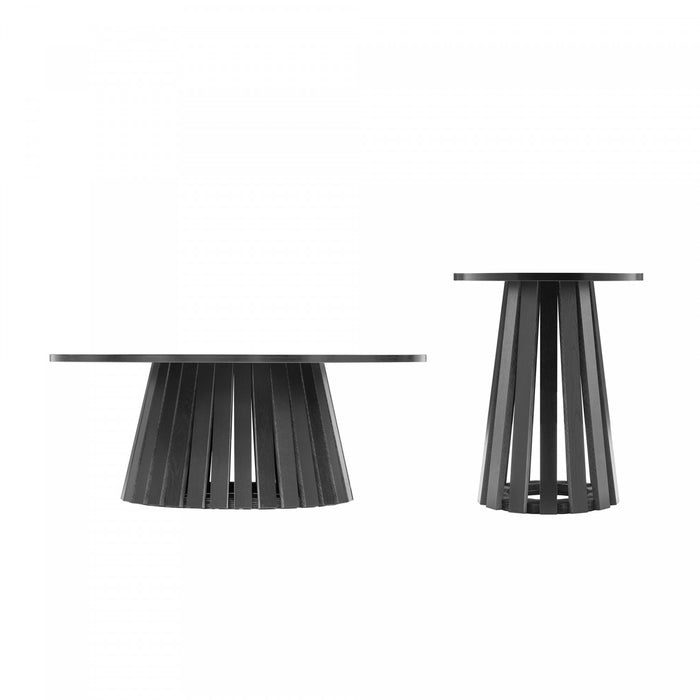 Ensemble de 2 tables Layla style scandinave moderne : table basse et table d’appoint, coloris noir