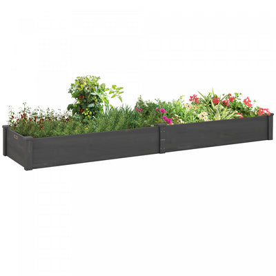 Outsunny Wooden Raised Garden Bed With 2 Planter Box, Fabric Liner|Outsunny Lit De Jardin Sureleve En Bois Avec 2 Jardinieres, Gris