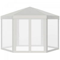 Tonnelle Barnum Tente De Reception Hexagonale 10 MĠ Style Cosy Metal Polyester Impermeabilise Surfac