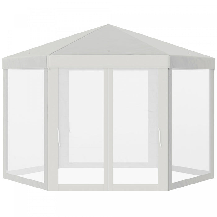Tonnelle Barnum Tente De Reception Hexagonale 10 MĠ Style Cosy Metal Polyester Impermeabilise Surface Env. 10 MĠ Creme