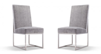 Element Modern Velvet Metal Dining Chair in Gray - Set of 2 | Chaise de salle a manger moderne en velours et metal Element gris - Lot de 2