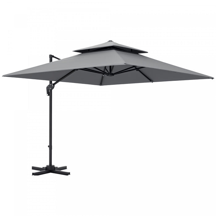 Outsunny Parasol De Terrasse En Porte-a-faux De 10 Pi X 10 Pi, Gris Clair