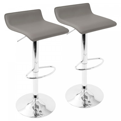 LumiSource Ale Grey Fabric Contemporary Adjustable Height Barstool with Swivel - Set of 2|Tabouret pivotant contemporain Ale à hauteur réglable en tissu gris - ensemble de 2