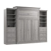 Grand lit escamotable Versatile de Bestar de 115 po (L) avec 2 organisateurs de garde-robe et tiroirs - gris platine