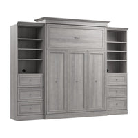 Grand lit escamotable Versatile de Bestar de 115 po (L) avec 2 organisateurs de garde-robe et tiroirs - gris platine