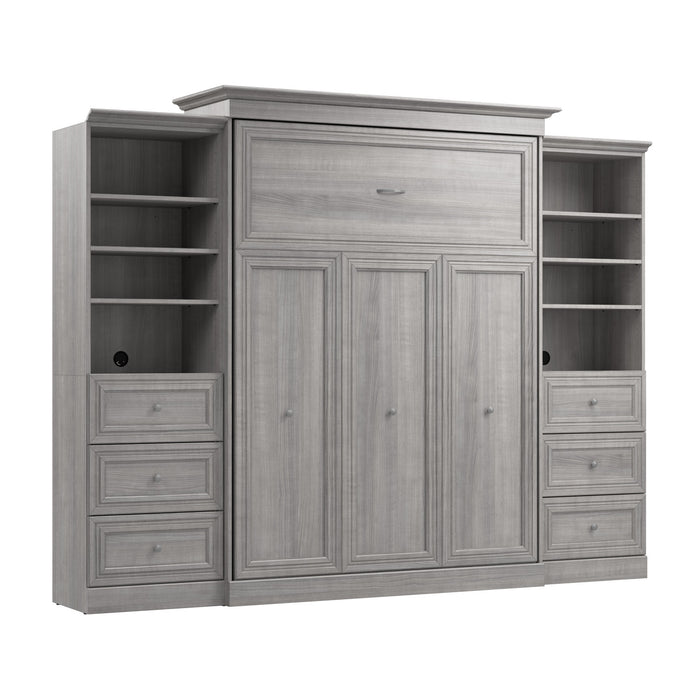 Grand lit escamotable Versatile de Bestar de 115 po (L) avec 2 organisateurs de garde-robe et tiroirs - gris platine