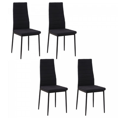 HOMCOM Dining Chairs Set of 4, Linen Fabric Upholstered Accent Chairs Black