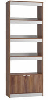 Bibliothèque Ratzer de Manhattan Comfort de style moderne du milieu du 20e siècle avec 5 tablettes - brune et blanche