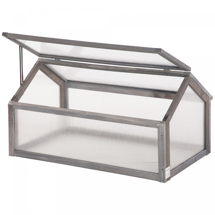 Outsunny en bois à cadre froid serre jardin Jardinière surélevée portable avec dessus ouvrable pour l’intérieur, l’extérieur, les fleurs, les légumes, les plantes, 35,5 « x 20,5 » x 19,5 « , gris