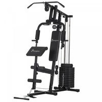 Soozier Equipement De Gym A Domicile, Appareil D'entrainement Multifonctionnel Avec Une Pile De Poid