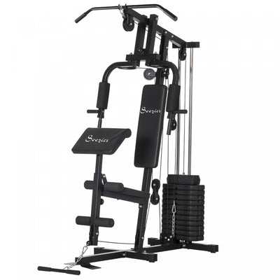Soozier Home Gym Equipment Weight Training Machine, Multifunction Workout Machine With 143lbs Weight|Soozier Equipement De Gym A Domicile, Appareil D'entrainement Multifonctionnel Avec Une Pile De Poid