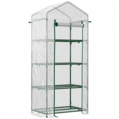 Outsunny 28" X 20" X 63" Portable Greenhouse With 4 Tier Shelves Outdoor Hot House Plant Flower Gree|Outsunny Serre De Jardin 28" X 20" X 63" Avec Etageres A 4 Niveaux Serre Chaude Pour Plantes Et Fleu