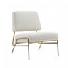 Fauteuil lounge contemporain moderne en metal et tissu Serenity, coloris ecru