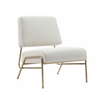  Fauteuil lounge contemporain moderne en metal et tissu Serenity, coloris ecru