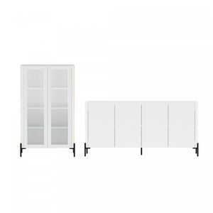 Buffet et bibliotheque modernes Abbey 2 pieces en blanc