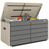 Outsunny Coffre de Rangement Exterieur 757 L avec Couvercle Verrouillable, Beige et Gris