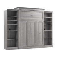 Grand lit escamotable Versatile de Bestar de 115 po (L) avec 2 organisateurs de garde-robe - gris platine