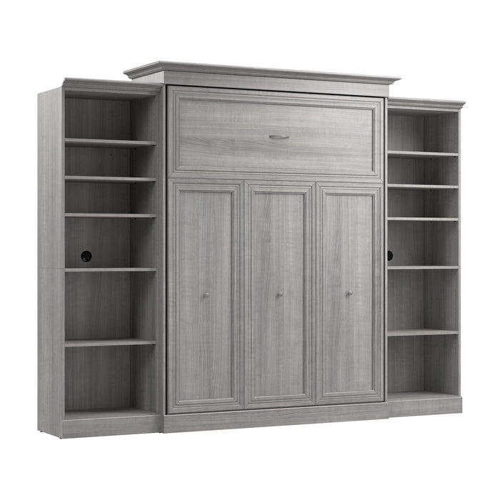 Grand lit escamotable Versatile de Bestar de 115 po (L) avec 2 organisateurs de garde-robe - gris platine