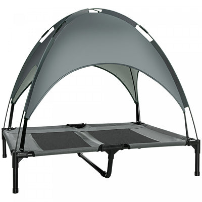 Pawhut Elevated Cooling Pet Bed Portable Raised Dog Cot With Canopy For Large Sized Dogs, Indoor & O|Pawhut Lit Pour Chien Sureleve Avec Auvent Gris (36,2" Lx 29,9" Wx 36,2" H)