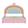 Lit Princesse Arc-en-ciel Maggie Tapisse Avec Tiroir De Rangement Et Cadre Plateforme En Velours, Taille Full, Rose