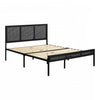 Grand lit plateforme Hoya en métal avec cannage naturel - noir solide