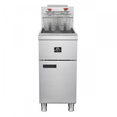 FORNO Commerciale Natural Gas Deep Fryer, 4 Burners 120,000 BTU, 50 lbs Oil Capacity - FCMGF0023 | Friteuse a gaz naturel Commerciale, 4 bruleurs (120 000 BTU), capacite d'huile de 50 lb – FCMGF0023