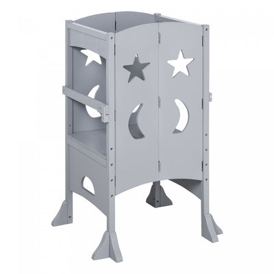 Qaba Step Stool With Support Handles, Safety Rail And Non-slip, Hardwood Stepping Stool For Kids And|Marchepied Qaba Avec Poignees De Soutien, Rail De Securite Et Marchepied Antiderapant En Bois Dur Po
