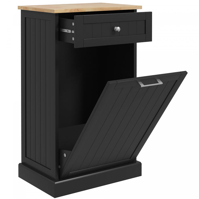 HOMCOM Armoire de poubelle inclinable de cuisine, armoire de recyclage