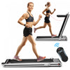 Tapis De Course Pliant De Marque Costway 2 En 1, 2 Cv Machine De Jogging Avec Double Affichage Led Argent