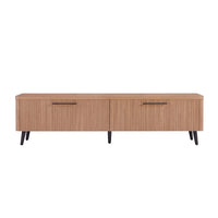 Meuble TV Jodie style Mid-Century Modern a cannelures, 175 cm, erable