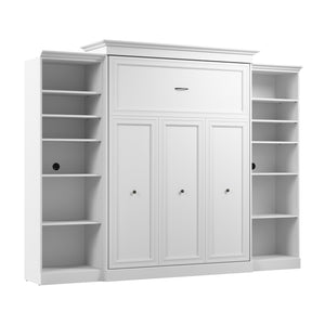 Grand lit escamotable Versatile de Bestar de 115 po (L) avec 2 organisateurs de garde-robe - blanc
